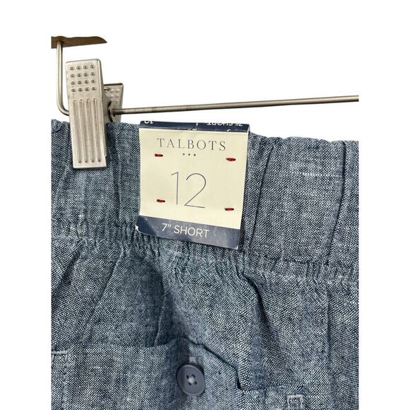 NWOT Talbots Simply Flattering Shorts Linen Cotton Blend Blue Chambray Size 12 - Picture 5 of 8